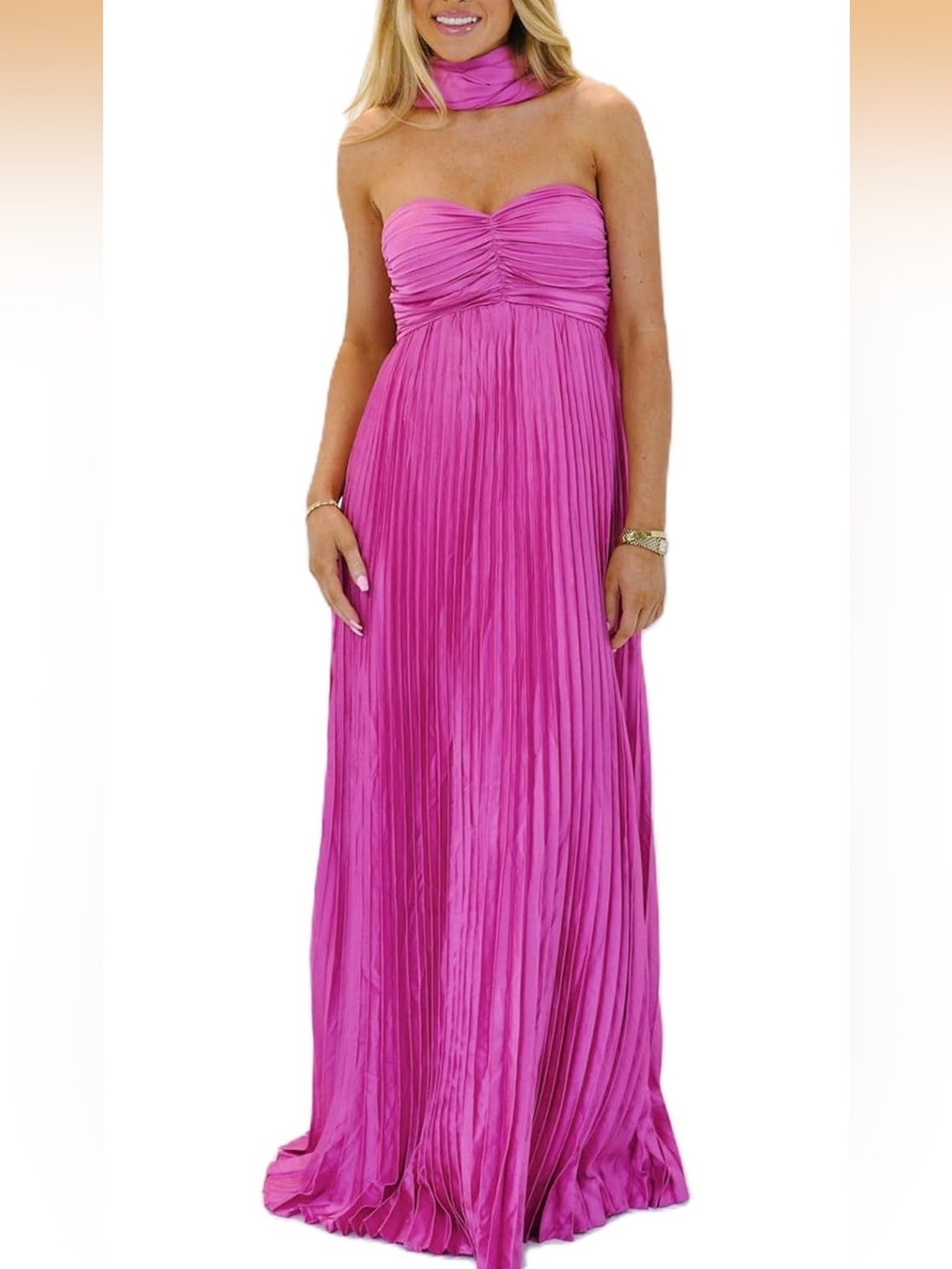 Women's Strapless Maxi Dress with scarf